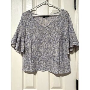 Sason women’s floral quarter sleeve short blouse top shirt size small lavender